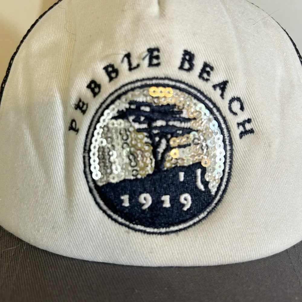 Pebble Beach‎ 1919 Golf Cap Hat Womens Adjustable Strapback Sequin Embroidery 47